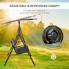 CAVINAS 2-Seat Patio Porch Swing,Hammock Swing Bench with Adjustable Canopy&Pivot Storage Table,Garden&Backyard,440LBS Capacity,Black - 2 of 4