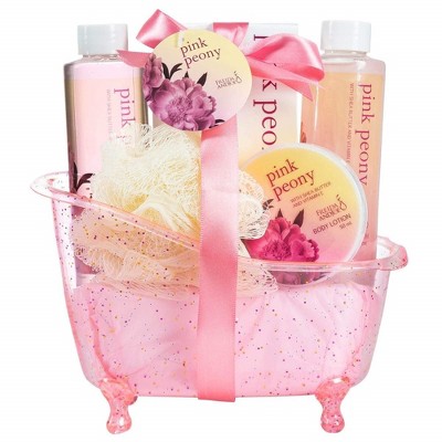 Freida & Joe  Pink Peony Fragrance Bath & Body Collection in Pink Tub Basket Gift Set
