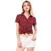 INSPIRE CHIC Women's Classic Short Sleeve Button Down Plaid Shirt - 2 of 4