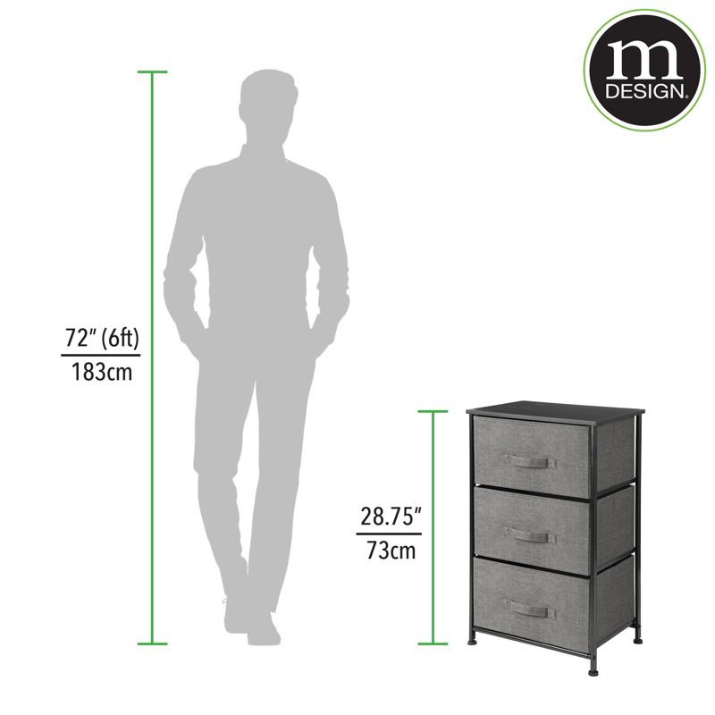 mDesign Storage Dresser Tower Furniture Unit with 3 Drawers, 3 of 10