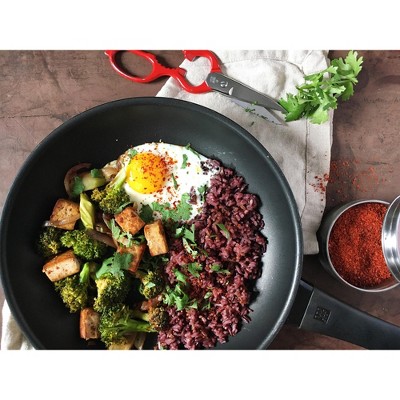 Matte Black 12" Aluminum Nonstick Round Fry Pan