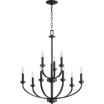 Quorum Lighting Reyes 9-Light Chandelier, Noir Finish, 9 Bulbs, 31.25 Width, 30.5 Height