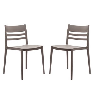 Flash Furniture Bridgeport Set of 2 Indoor-Outdoor Stacking Patio Chair with Slatted Backrest, Commercial All-Weather Resin Chair - 1 of 4