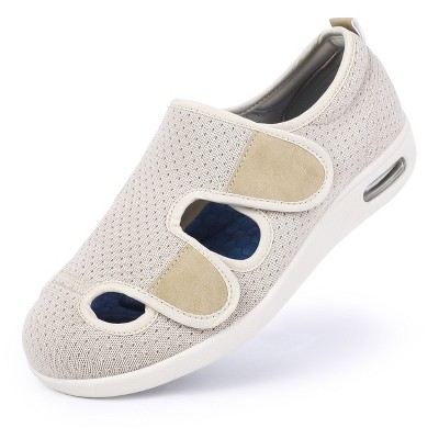 Women's Diabetic Velcro Walking Shoes Breathable Extra Wide Widths Adjustable Velcro Easy On/Off Sneakers for Elderly
