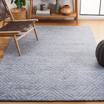 Blue 6' x 9' Handmade Wool Abstract Area Rug