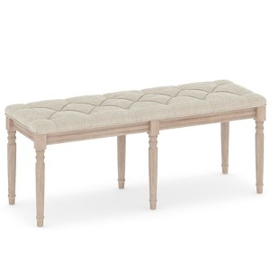 Tangkula 1/2 PCS 47.5" End of Bed Bench w/ Tufted Decoration & Antiqued Legs for Living Room - 1 of 4