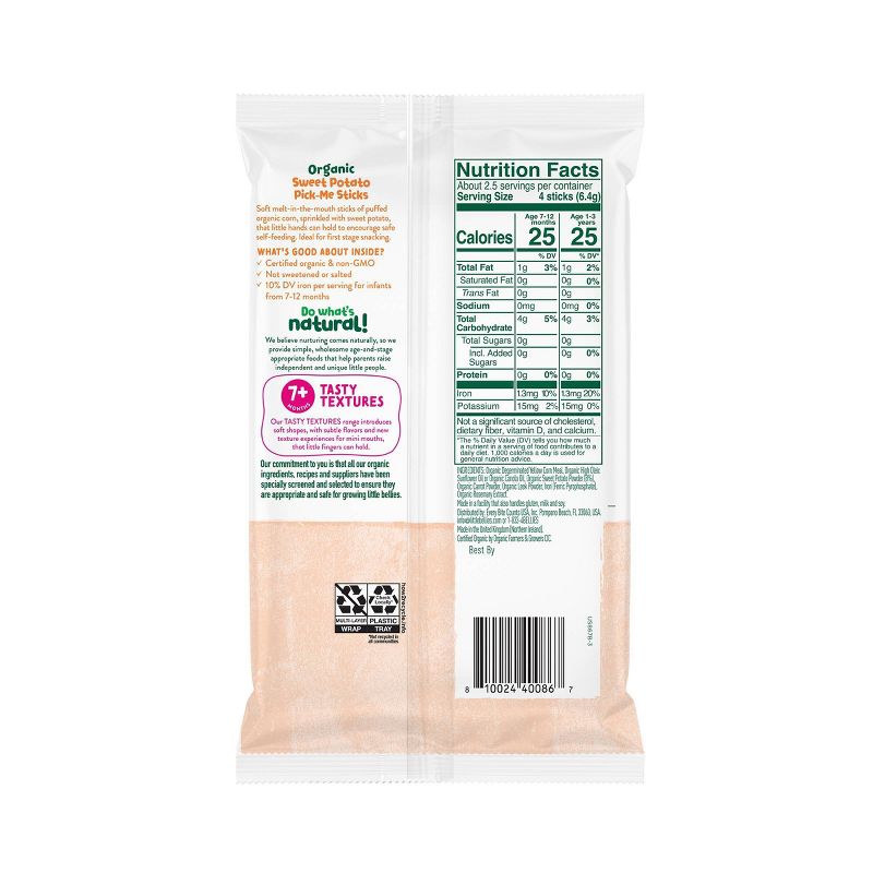Little Bellies Organic Sweet Potato Pick-Me Sticks Baby Snacks - 0.56oz, 3 of 7