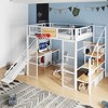 Full Size Metal Loft Bed with Built-in Desk, Open Wardrobe, and Basketball Hoop - 2 of 4