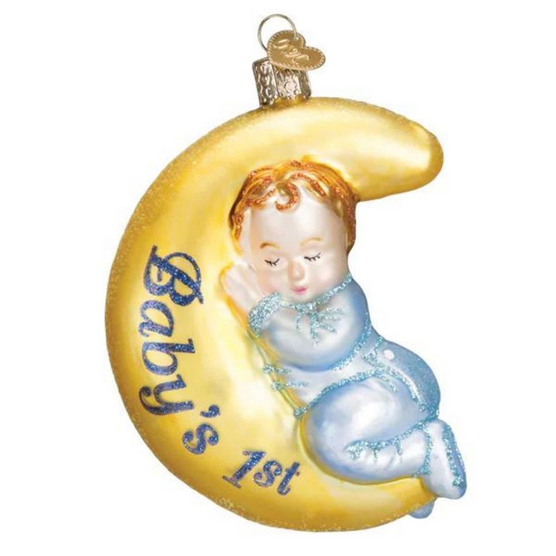 Old World Christmas 4.0 Inch Dreamtime Boy Moon Ornament Tree Ornaments, 1 of 4