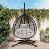 VisioGear Egg Chairs, Patio Egg Chair with Stand, Patio Hanging Egg Chair for Bedroom Living Room Balcony, Black & Gray, 42.13"*39"*76.77" - 2 of 4