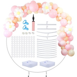 6.6 FT Round Backdrop Stand Wedding Arch for Ceremony Metal Balloon Arch Stand Indoor Outdoor for Birthday, Wedding Decoration - 1 of 4