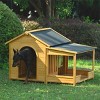 60" Wooden Dog House with Porch, Outdoor Cabin Style Dog Kennel with Asphalt Roof, Side Window, Doors and Elevated Floor for Medium Dogs - Koiai - 2 of 4