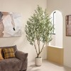 DR.Planzen 8ft Artificial Olive Tree, Faux Tree in Custom Oval White Planter, 3 Branches Fake Plant perfect for Indoor outdoor Home Décor - 4 of 4