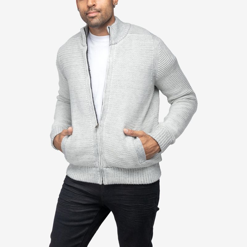X RAY Men's Full Zip Cardigan Sweater, Casual Slim Fit Long Sleeve Knitted Zip Up Jacket for Fall & Winter, 3 of 7