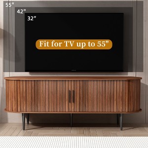 JVNOXK-TV TV Stand, 55-inch Modern TV Cabinet with Storage Compartments and Sliding Doors, Gaming & Entertainment -Walnut - 1 of 4