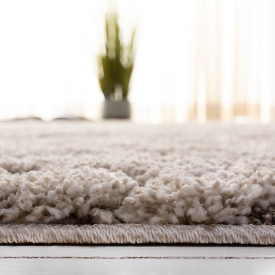 Ivory and Beige Floral Shag Square Area Rug