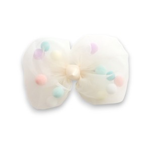 Summer Crystal - Tulle Bow with Pompoms Hair Clip - 1 Pack - 1 of 4