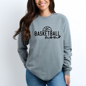 Simply Sage Market Women's Basketball Mom Ball Long Sleeve Garment Dyed Tee - 1 of 4