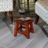 FONTOI Carved Wooden Step Stool with Queen Bee Pattern, Ottoman Foot Stools for Living Room Bedroom, Dark Brown, 11"*10"*11" - 3 of 4
