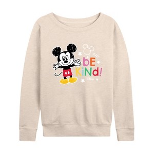 Women's - Disney - Mickey Mouse Lightweight French Terry Wide Neck Long Sleeve Shirt - 1 of 4