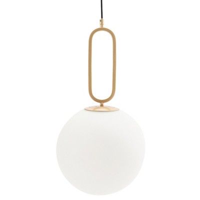 VidaLite Frosted Globe Pendant Gold: Modern Adjustable Height, Metal Shade, E26 Base, UL Listed