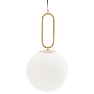 VidaLite Frosted Globe Pendant Gold: Modern Adjustable Height, Metal Shade, E26 Base, UL Listed - 1 of 4