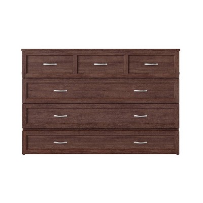 Burnt Amber Queen Murphy Bed Chest with Charging Drawer