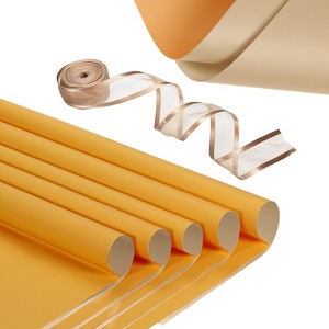 Unique Bargains Waterproof Floral DIY Crafts Packaging Wrapping Paper with Ribbon Roll 1 Set - 1 of 4