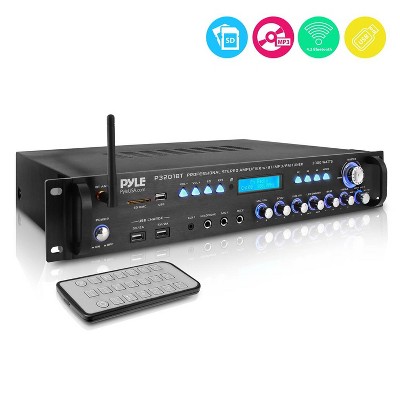 Pyle P3201BT 3000 Watt Pro Home Audio Multi Channel Bluetooth Hybrid Amplifier Receiver Pre-Amplifier with MP3/USB/SD/AUX Readers and FM Radio, Black