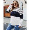WhizMax Women Plus Size Striped Color Block hoodie Drawstring Long Sleeve Hooded Pullover Sweatshirt - 2 of 4