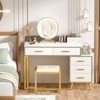 Aheaplus 6 Drawers Makeup Vanity Set with Stool and LED Mirror, Modern Makeup Table Vanity Desk - 4 of 4
