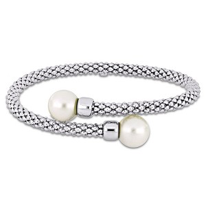 EVERLY JEWELRY | Sterling Silver 11-12mm Freshwater Cultured Edison Pearl Popcorn Design Bangle, 8.5 inc - 1 of 4