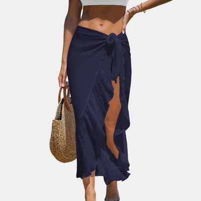 Women's Tie-Front Beach Cover-Up Sarongs - Cupshe-F-Blue