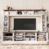 95.5" Entertainment Center with Bookshelves and Tempered Glass Doors, Sideboard Cabinet with Adjustable Shelves, and Anti-tip Device - 2 of 4