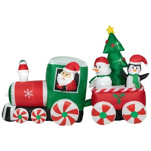 Northlight 8' Inflatable Train With Santa and Friends Outdoor Christmas Decoration - 1 of 4