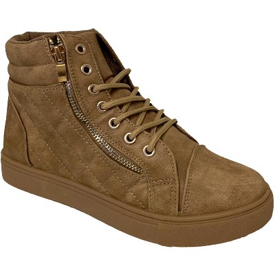 Женские кроссовки Bangka Women's Sneaker Boots High Top Zipper Lace up Fashion Casual Shoes , Beige-6 — фото 2