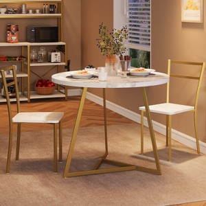 Round Dining Table Set, Kitchen Table and Upholstered Chairs for 2, Dining Room Table Set for Small Space, Apartment - 1 of 4