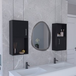 Vynxaria 2-Pc Wall-Mounted Bathroom Medicine Cabinet with Versatile Open and Closed Storage for Organized Essentials - 1 of 4