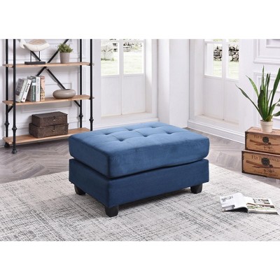 Malone Chocolate Tufted Ottoman with Wood Frame