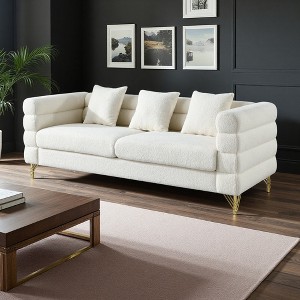 81" Oversized 3-Seater Sectional Sofa with Deep Seat & Lumbar Pillows - 1 of 4