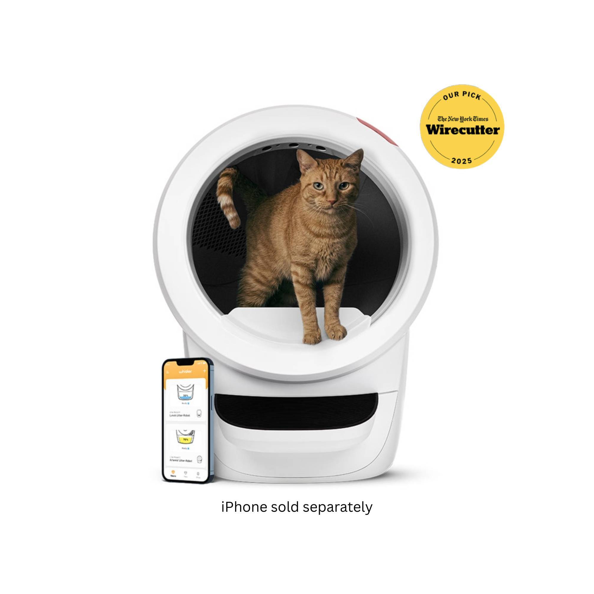 Whisker Litter-Robot 4 with Step - White: Automated Litter Box for Cats