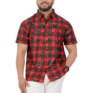 LA LEELA Men's Beach Button Down Funky Santa Flannel Dress Shirt Vacation Party Ugly Christmas Tree Hawaiian Gifts shirts for Men - 1 of 4