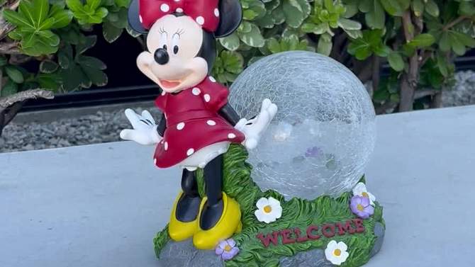 Disney 10.63&#34; Fiberglass/Polyester Minnie Solar Garden Statue with Crackle Glass Ball, 2 of 7, play video