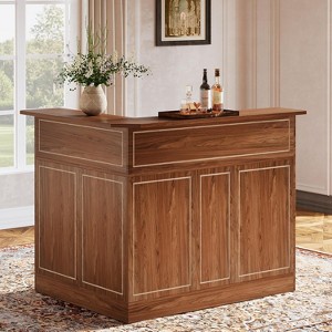 Tribesigns 4-Tier L-Shaped Bar Cabinet with Stemware Racks, Corner Bar Unit Table Reception Desk - 1 of 4