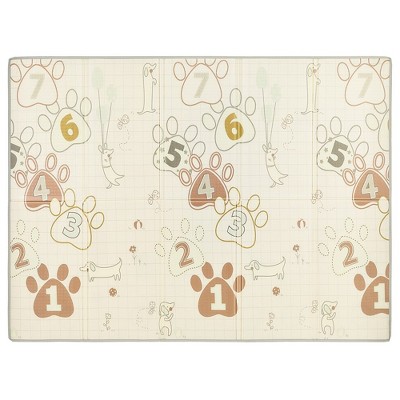 Dream On Me Play Time Reversible & Water-resistant  Baby Play Mat, Happy animals & Footprint