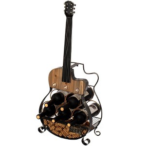 Vintiquewise Guitar Shape 5-Bottle Wine Rack - Vintage Decorative Freestanding Wine Holder and Storage Organizer - 1 of 4