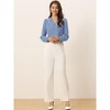 INSPIRE CHIC Women's Peter Pan Collar Crochet Trim Long Sleeve Work Office Blouse - 3 of 4