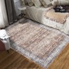 Washable Vintage Oriental Rug Non Slip Low Pile Rug Soft Throw Floor Cover Floral Foldable Indoor Carpet for Living Room Bedroom Playroom Nursery - 4 of 4