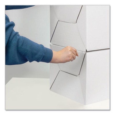 White and Blue Corrugated Fiberboard 5-Drawer Stackable Storage System