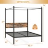 Infans Queen Size Canopy Bed Frame 4-Poster Platform Bed Frame w/ Industrial Headboard - 2 of 4